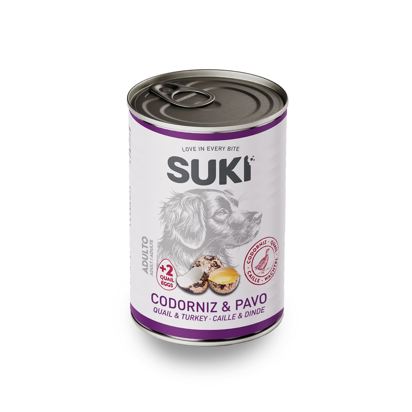 Lata Perro Adulto Codorniz y Pavo 400g Suki