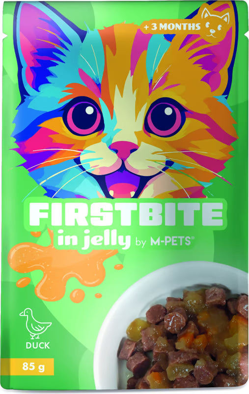 M-Pets Firstbite Alimento Húmedo para Gatito - Pato en Gelatina (Pouch 85g)