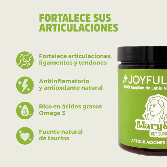 Mary&Trufa Joyful Joints 100 gr. Condroprotector Mejillón de Labio Verde . Apoyo Articulaciones, Ligamentos y Tendones.