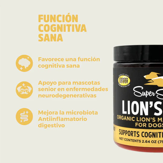 Super Snouts Lion's Roar 75 gr. Regula el Sistema Inmune. Apoyo cognitivo y digestivo