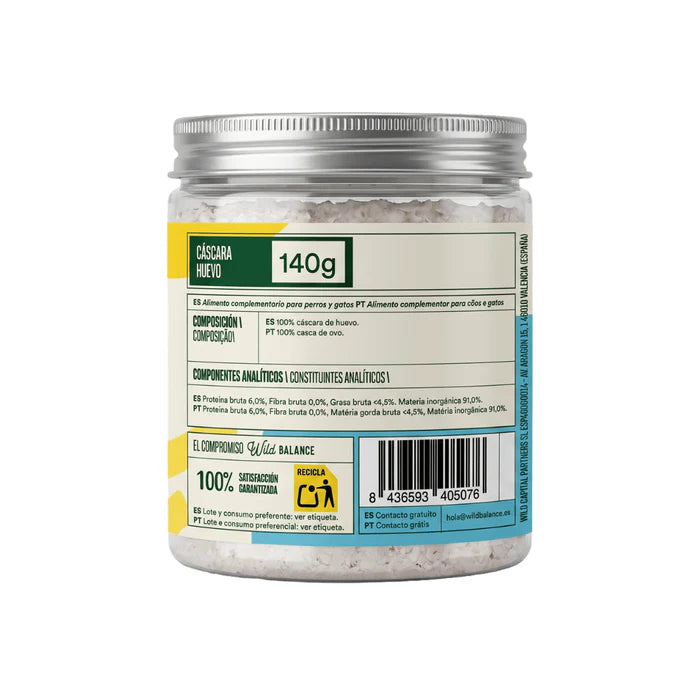 Cáscara de huevo orgánica , aporte de calcio para perros y gatos 140g