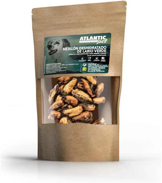 Atlantic Pet Mejillón de labio verde deshidratado para perros y gatos 45g