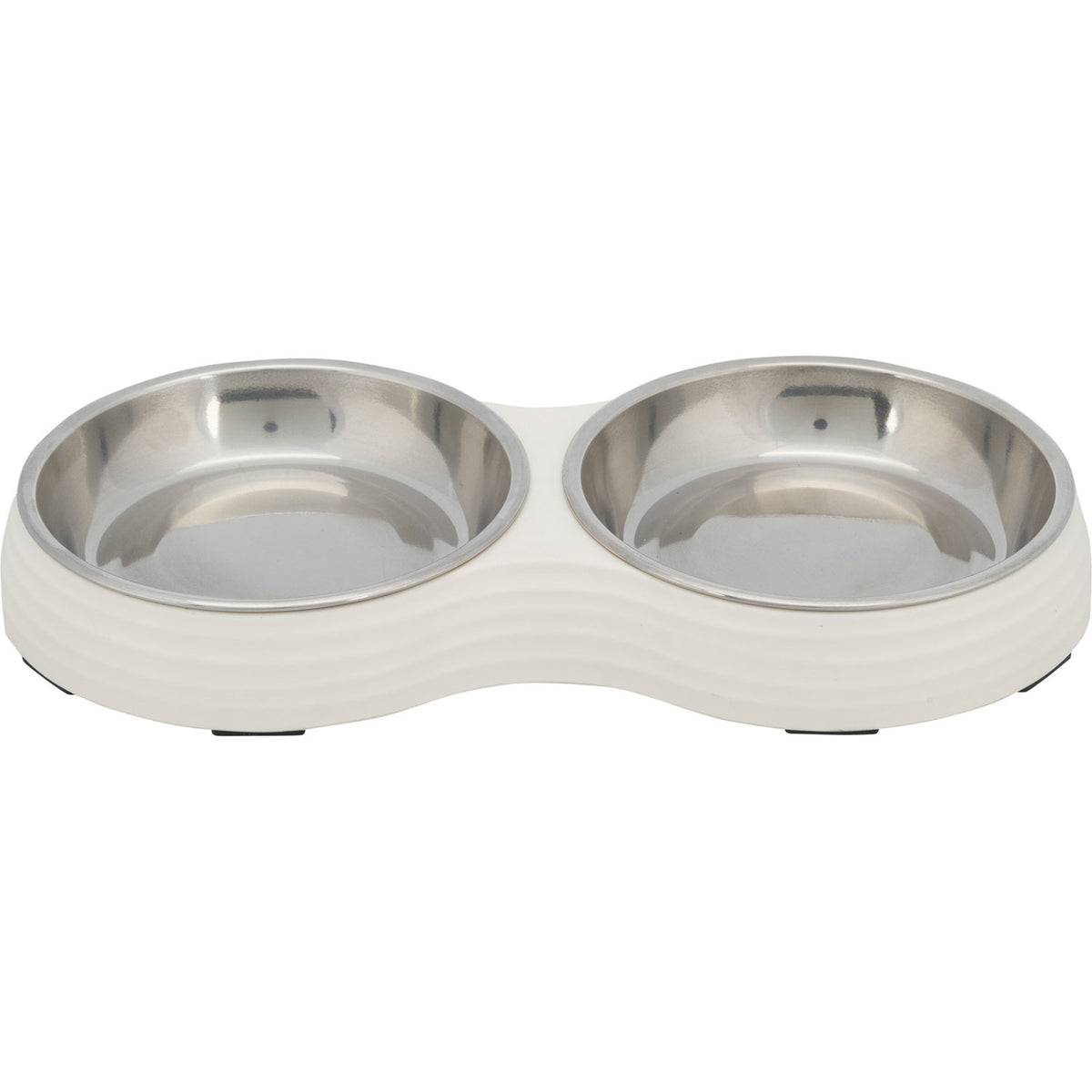 Trixie Set Comederos Modelo Llano Melamina y Acero Inoxidable (2 × 0,2 l / ø 13 cm)