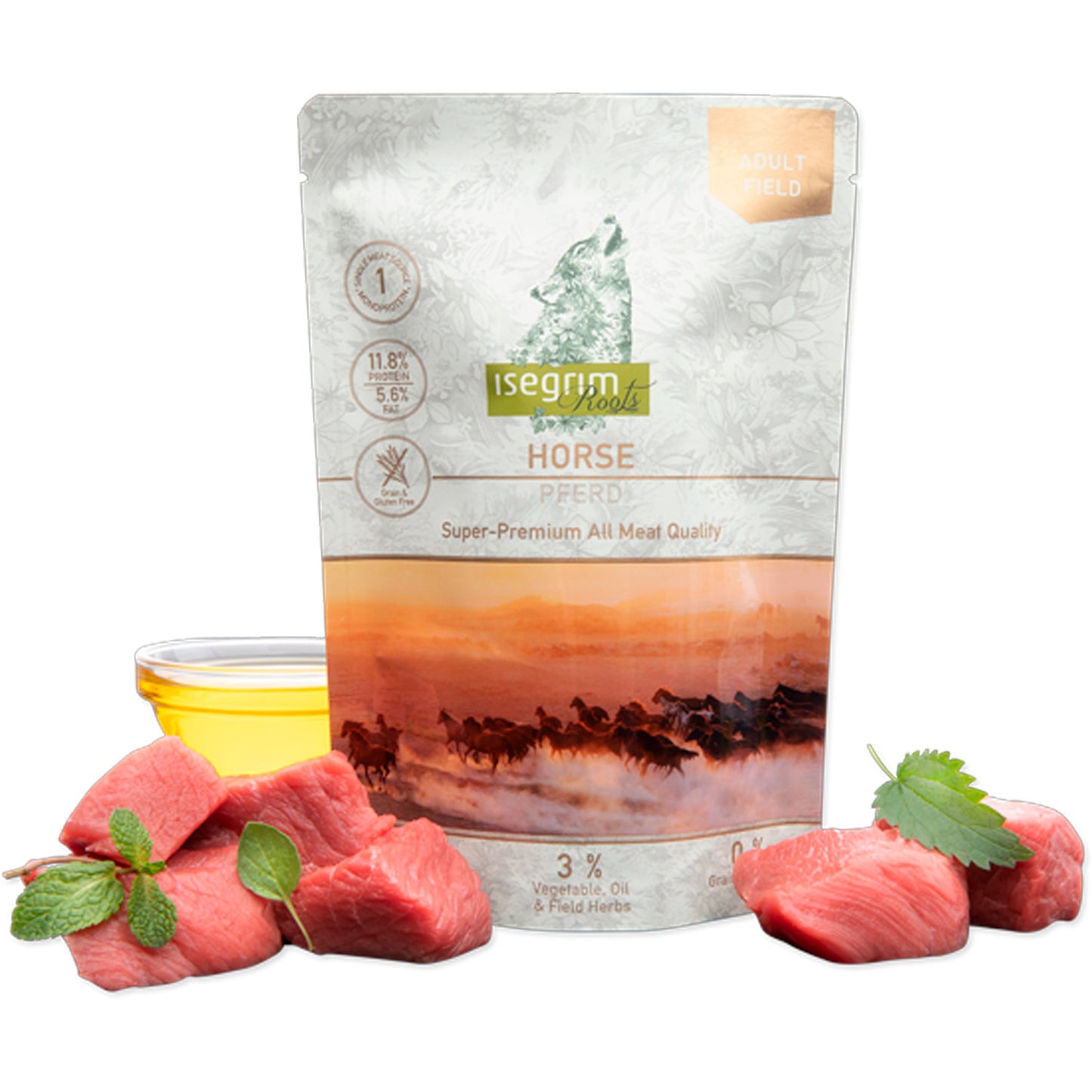 Isegrim Caballo sobre comida húmeda monoproteica para perros 410g