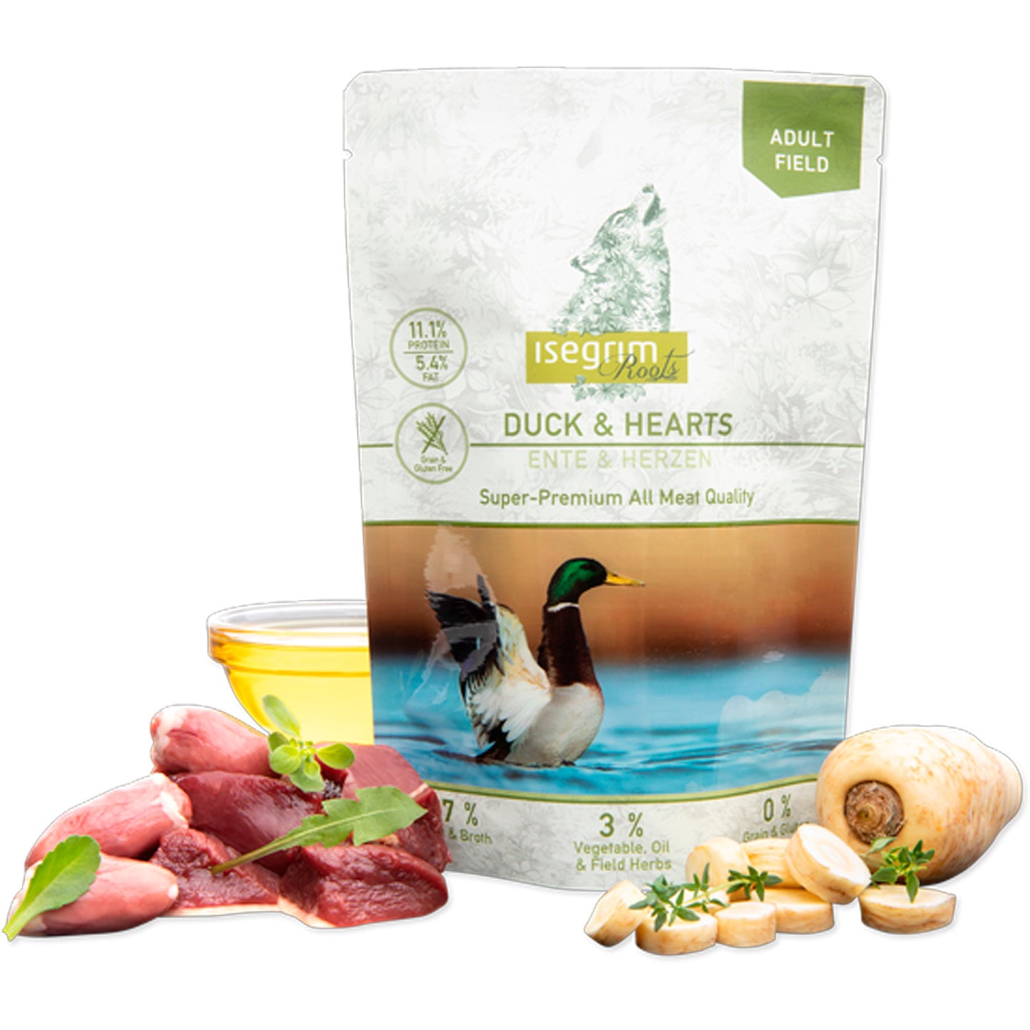 Isegrim Pato sobre comida húmeda para perros 410g