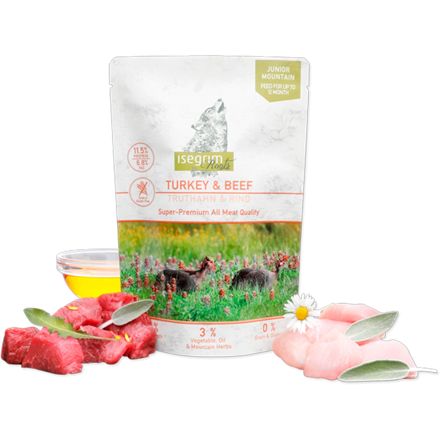 Isegrim Sobre Junior Pavo con Ternera para perros 410g