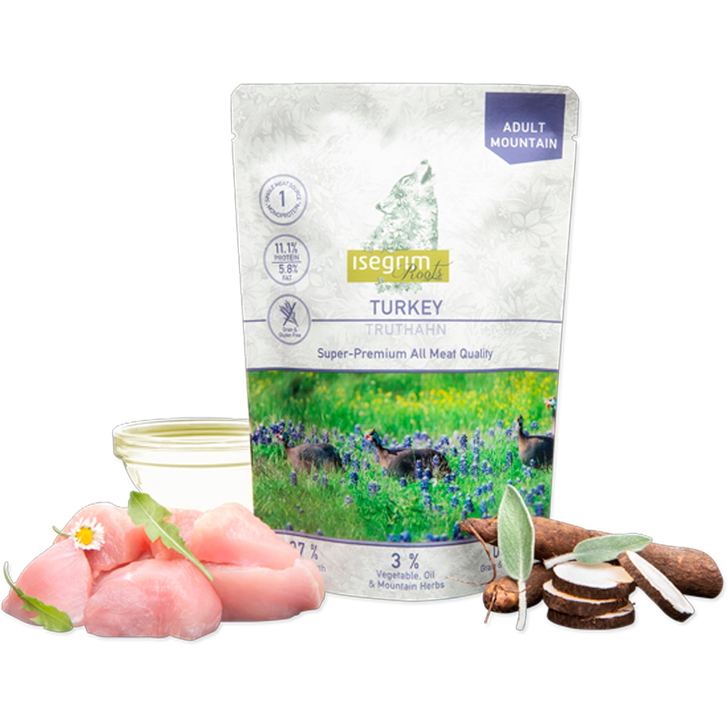 Isegrim Pavo sobre comida húmeda monoproteica para perros 410g