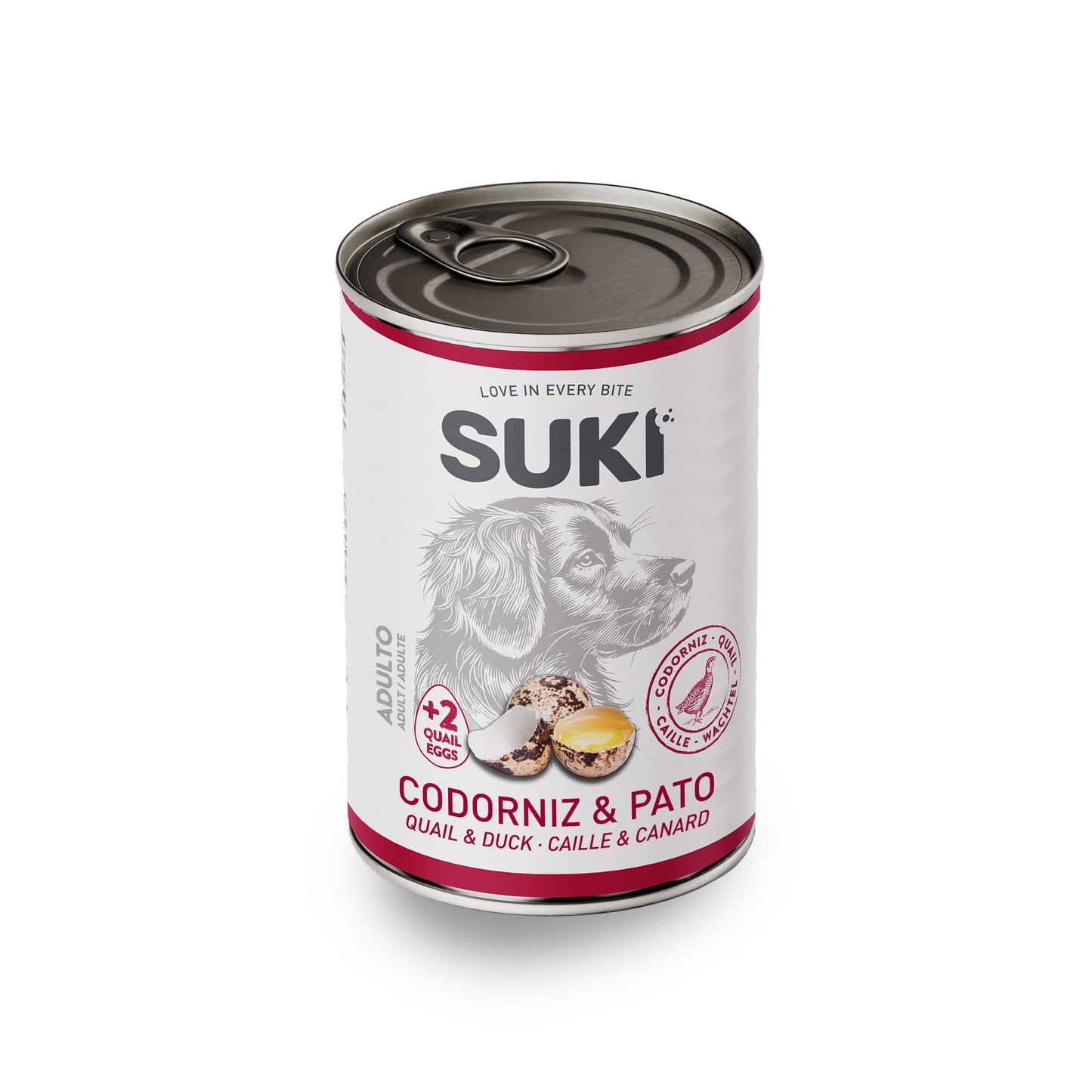 Lata Perro Adulto Codorniz y Pato 400g Suki