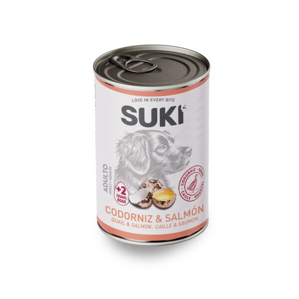 Lata Perro Codorniz y Salmón 400g Suki