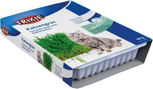Trixie Hierba Gatera  con Vermiculita (100g) | Semillas de Cebada para Gato  ( con bandeja )