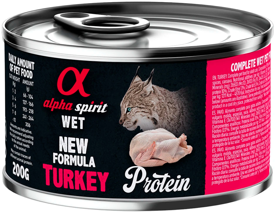 Alpha spirit comida húmeda de Pavo para gatos 200 gr