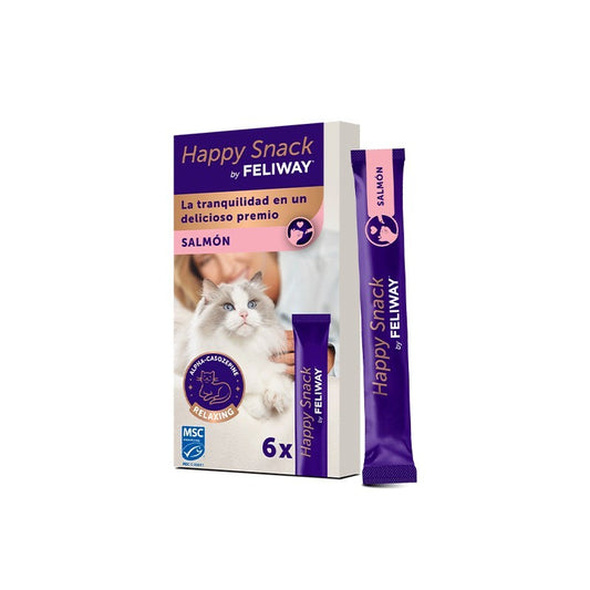 Feliway Happy Snack | Snack Líquido Relajante para Gatos con salmón