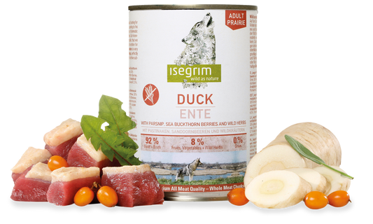 Isegrim con Pato  comida humeda para perros 400g