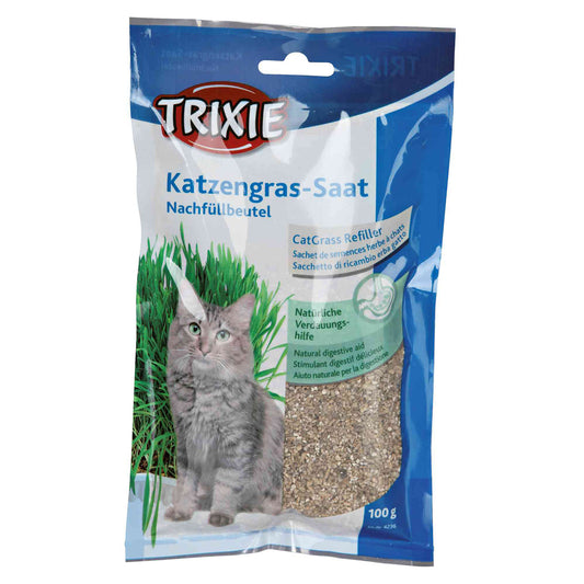 Trixie Hierba Gatera con Vermiculita (100g) | Semillas de Cebada para gato (sin bandeja)